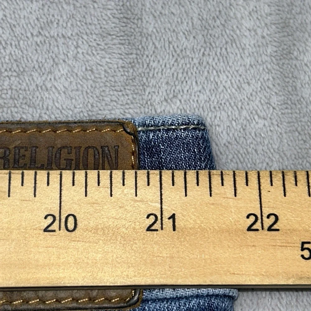 VTG True Religion Jeans Mens 42x33 Blue Ricky Distressed Stitch Flap Y2K USA